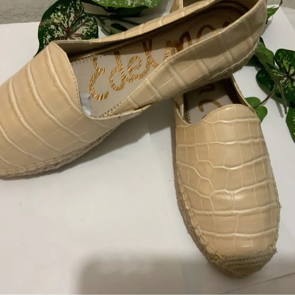 Sam Edelman Leather Slip-On FLAT Espadrilles Kesia Eggshell LEATHER SIZE 10.5